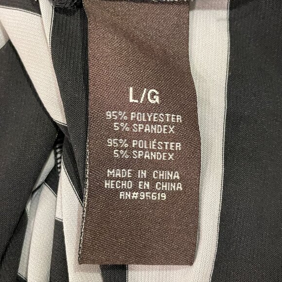 FEVER Maxi Sleeveless Jersey Stripe Belt Side Splits Tank Dress, Black/Gray - L - Picture 7 of 8